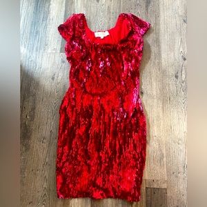 Red sequin mini dress by Dress the Population